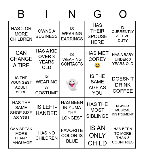 🕷FIND THE GUEST WHO... 🕸 Bingo Card