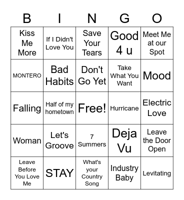 OSA Playlist Bingo Card