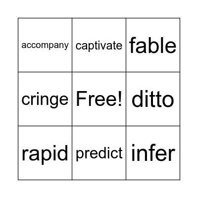 Vocabulary Bingo Card