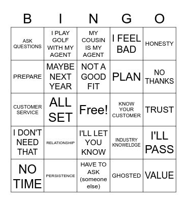 GERARDI OBJECTIONS BINGO Card