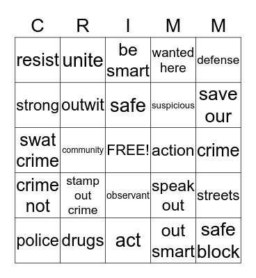 CRIME ALERT BINGO Card