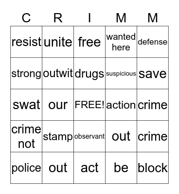 CRIME ALERT BINGO Card