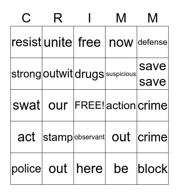 CRIME ALERT BINGO Card