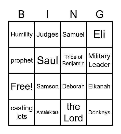 Judges & Kings Bingo Card