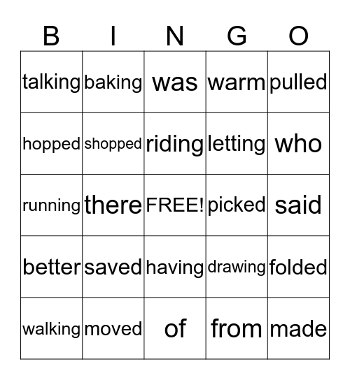 Second Grade Spelling Bingo Card