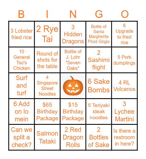 Red Lantern Bingo Card