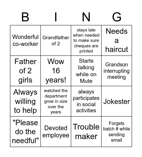 AP Team -AR Bingo Card