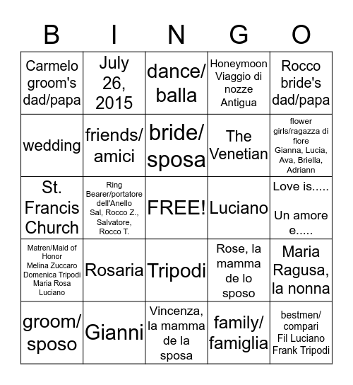 Rosaria's Bridal Shower! Bingo Card