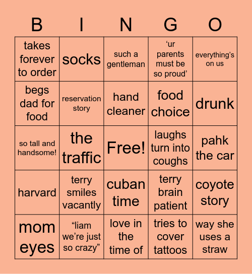 terry during the Dinner™️ Bingo Card