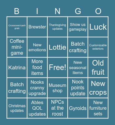 AC Direct Bingo Card