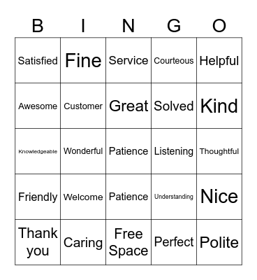 Power In Service Bingo Card