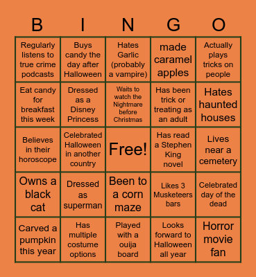 OWI Halloween Bingo Card