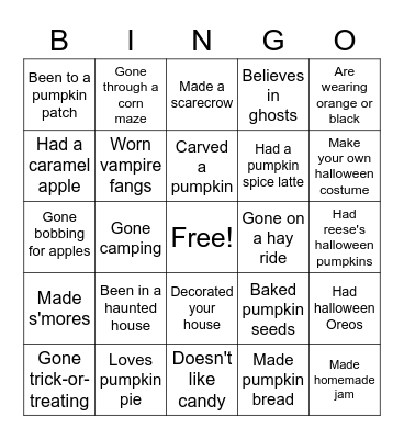 Halloween Bingo Card