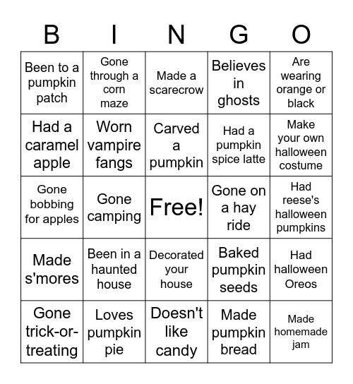 Halloween Bingo Card