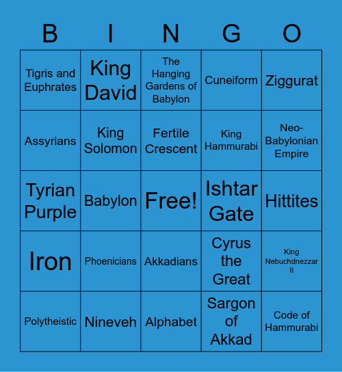 ANCIENT CIVILIZATION BINGO Card