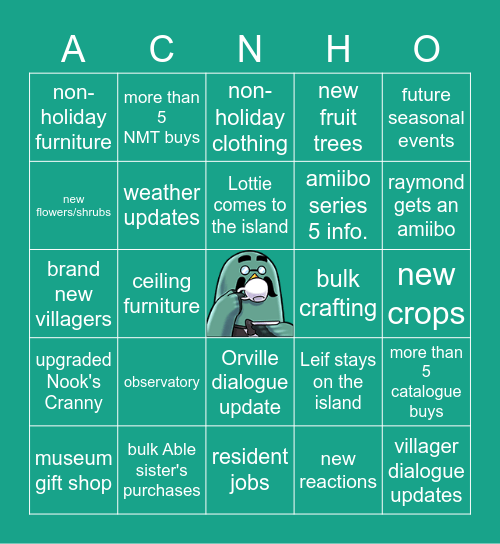 ACNH DIRECT - OCTOBER 15TH Bingo Card