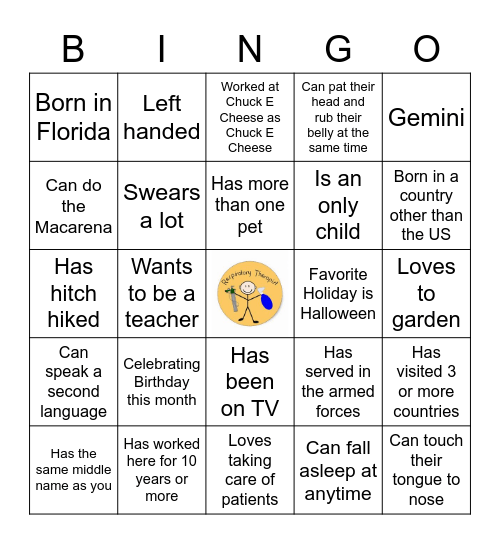 RESPIRATORY WEEK BINGO Card