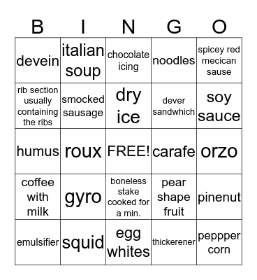 Word of the Day Bingo Card