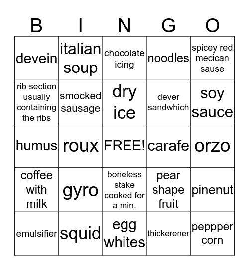 Word of the Day Bingo Card