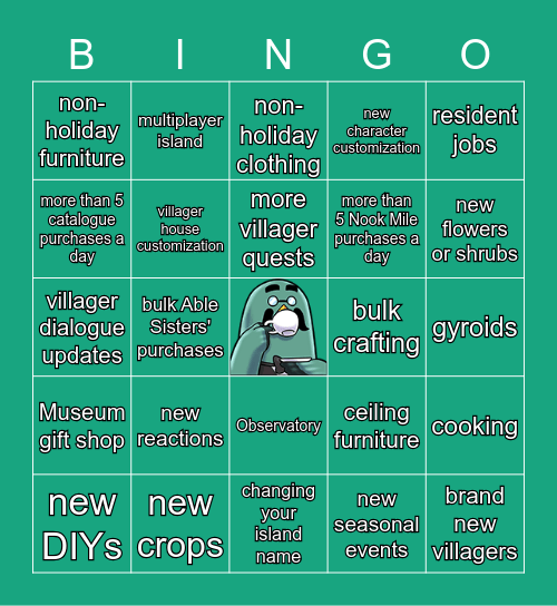 *ACNH DIRECT* WHAT WILL WE GET? Bingo Card