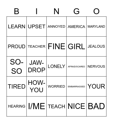 ASL – Review Bingo Card