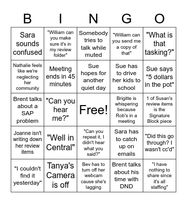 IBMS Bingo Card