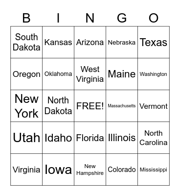 United States Bingo Card