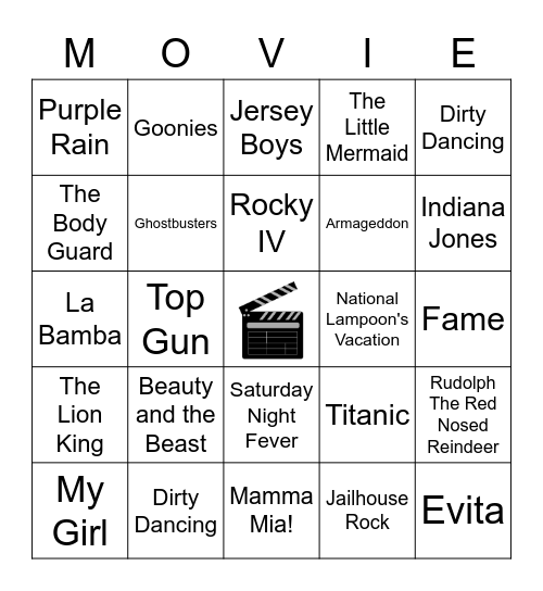 Movie Song Bingo Card