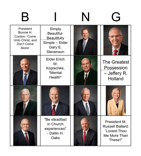 General Conference Bingo Oct 2021 Bingo Card