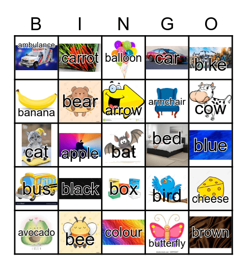 Untitled A-C words aya Bingo Card