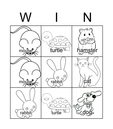 What animal do you like? Bingo Card