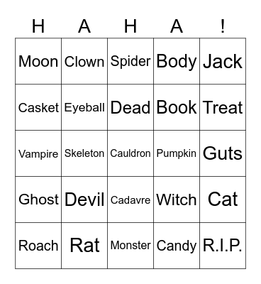 Halloween Bingo Card