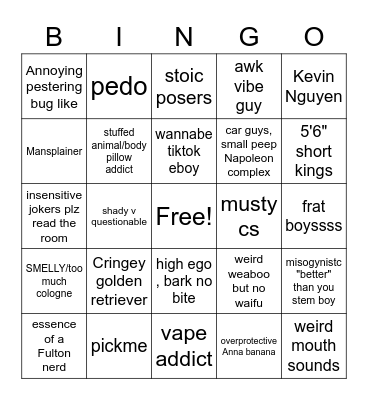 boys Bingo Card