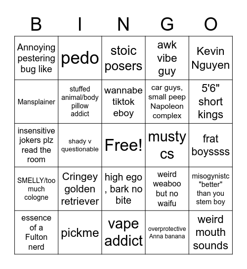 boys Bingo Card