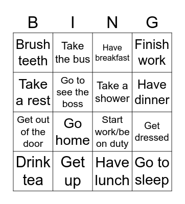 Daily routine Bingo Card