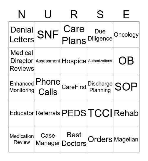 Day In the Life of A Care First Case Manager  Bingo Card