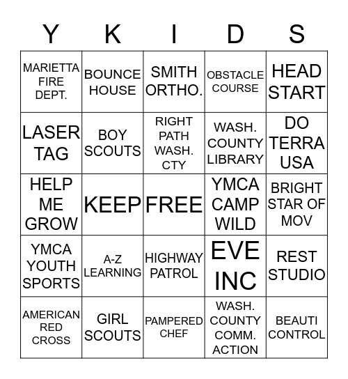 Healthy Kids Day 2015 Bingo Card