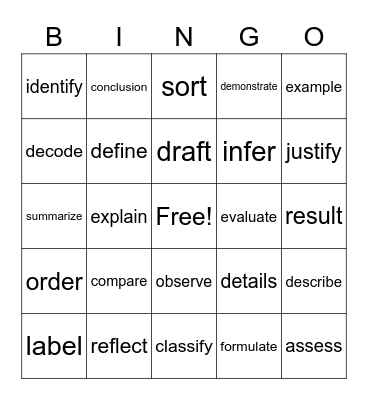 Academic Vocabulary Bingo Card