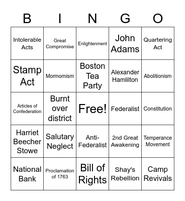 APUSH Bingo Card