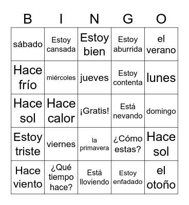 El comienzo de classe Bingo Card