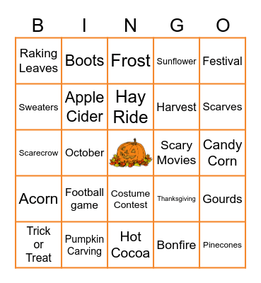 Fall Bingo Card