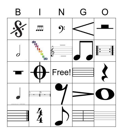 Basic Music Theory Symbols Bingo Card