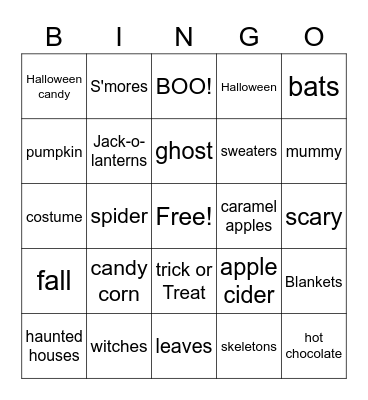 Halloween Bingo Card