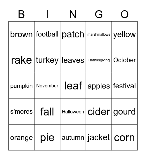 Fallingo Bingo Card