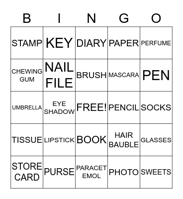 HANDBAG BINGO Card