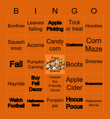 Spooktacular Fall Fun Time! Bingo Card