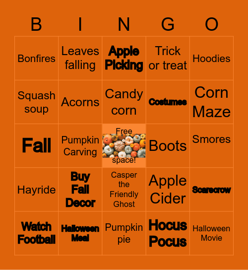 Spooktacular Fall Fun Time! Bingo Card