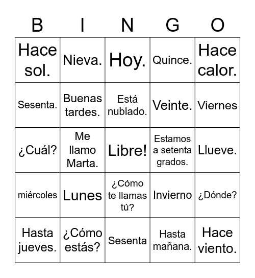 Así Se Dice 1: Lecciones Preliminares Bingo Card