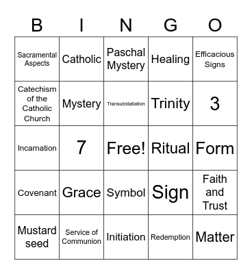 Sacraments Review Bingo Card