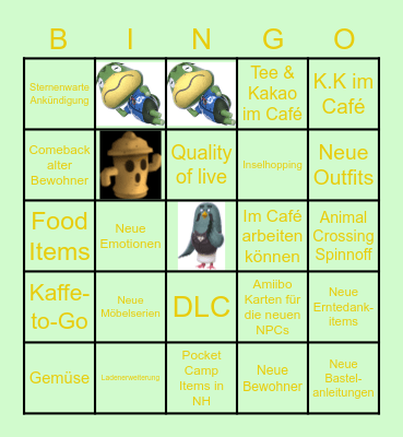 Animal Crossing Direct 15.10.2021 Bingo Card